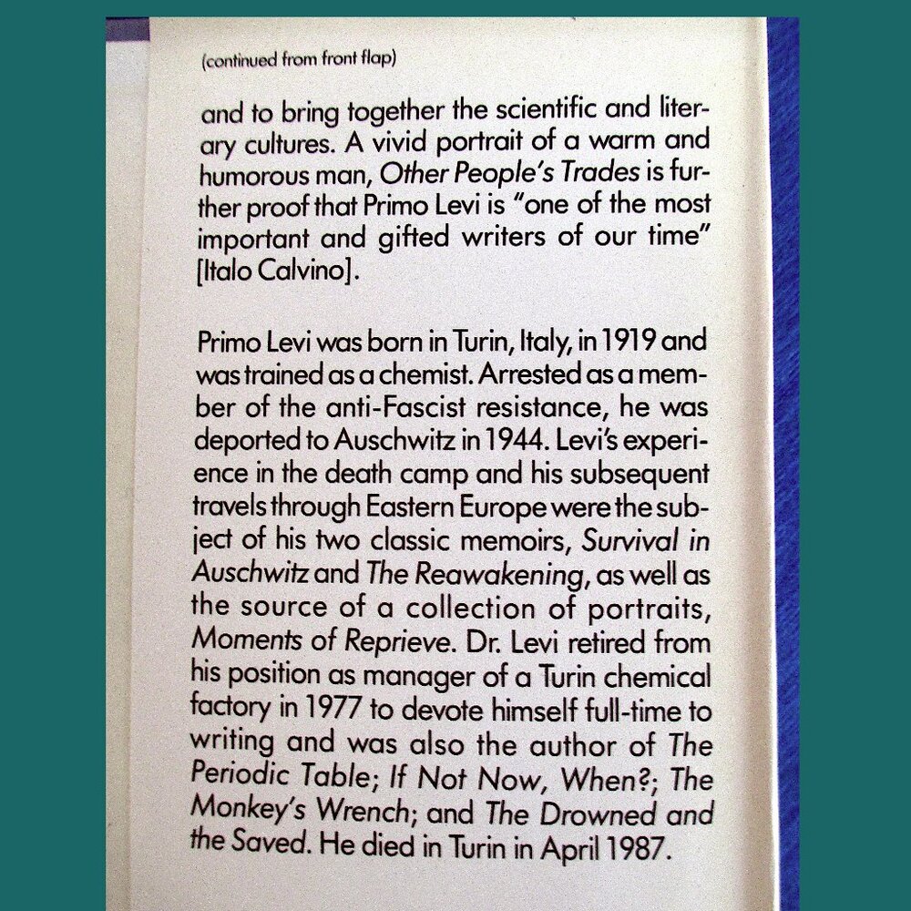 Book: Other People's Trades by Primo Levi, Translated by Raymond Rosenthal - Picture 9 of 14
